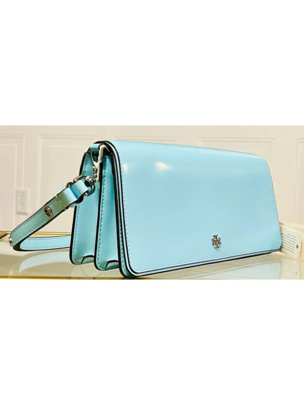 Tory Burch Robinson Blue Emerson Convertible Shoulder Bag